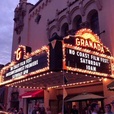 No Coast Film Fest on the marquee at the Emporia Granada Theatre