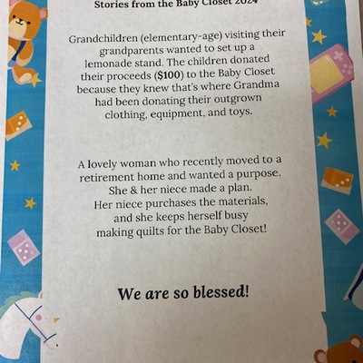 Donor stories from the Baby Closet