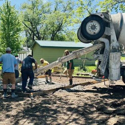 Pouring the pad for the restroom